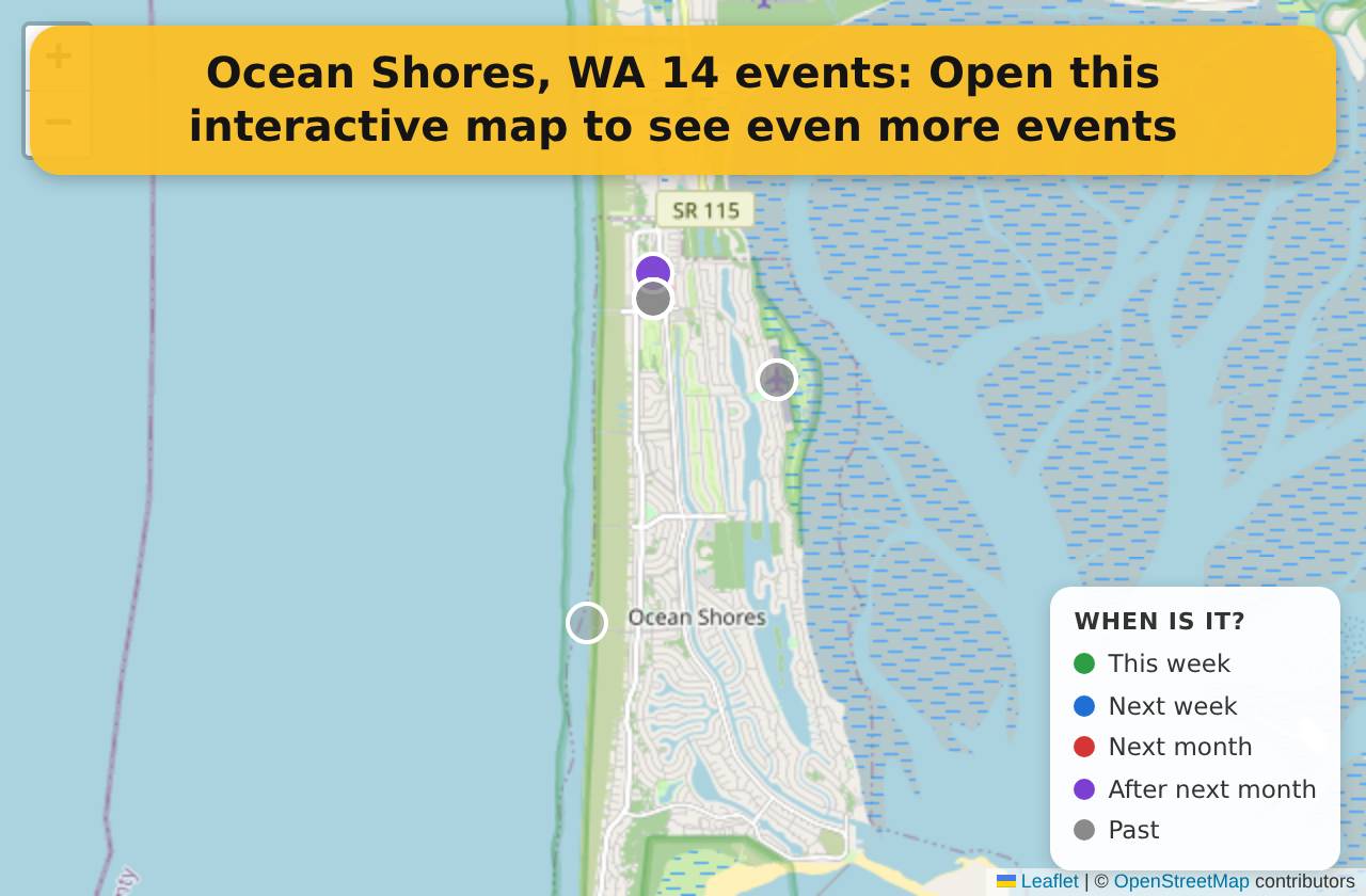 Map of events in Ocean Shores, WA on the interactive EVENTULIST map
