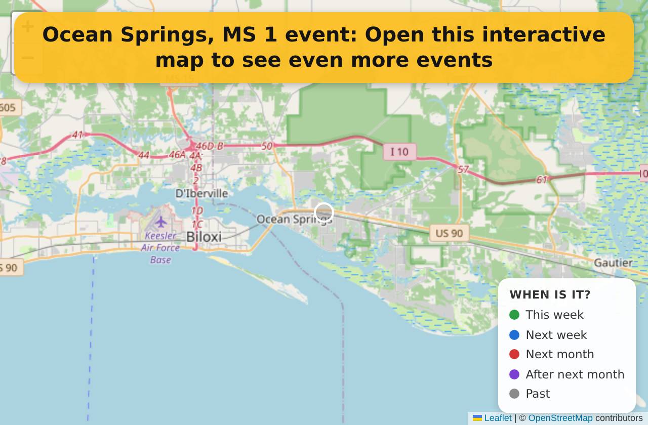 Map of events in Ocean Springs, MS on the interactive EVENTULIST map