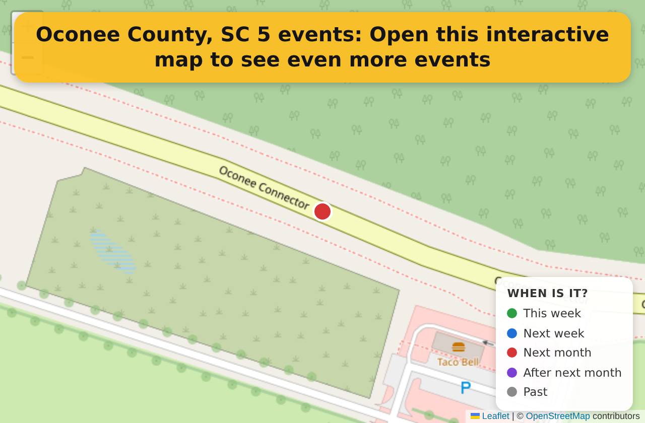 Map of events in Oconee County, SC on the interactive EVENTULIST map
