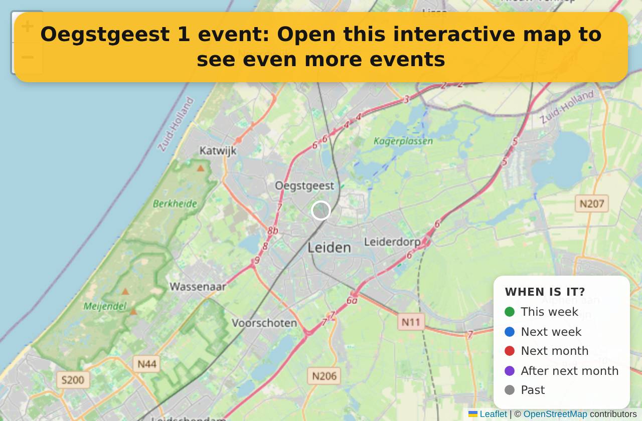 Map of events in Oegstgeest on the interactive EVENTULIST map