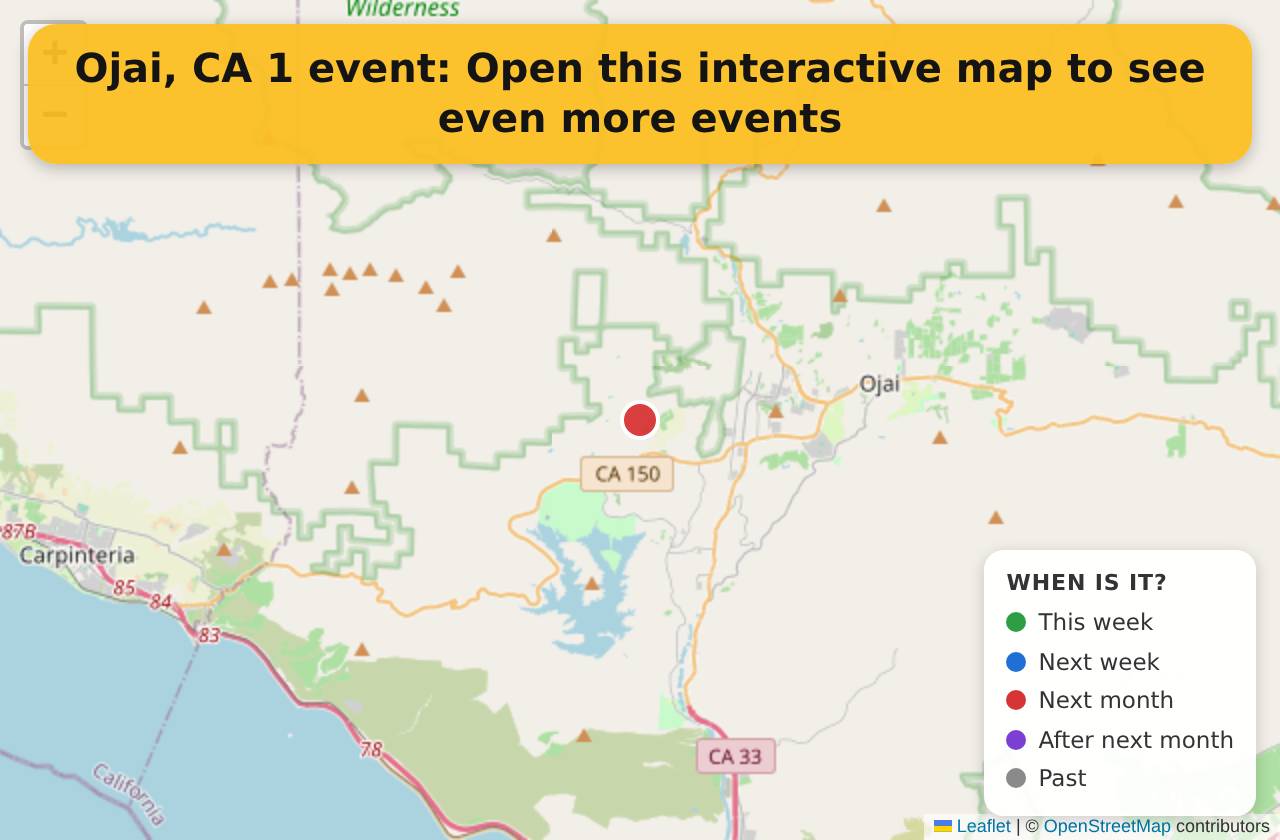 Map of events in Ojai, CA on the interactive EVENTULIST map