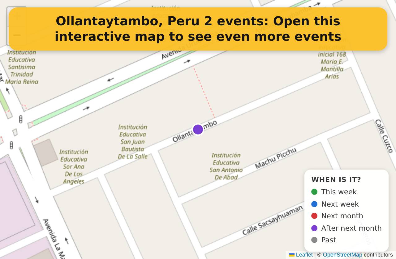 Map of events in Ollantaytambo, Peru on the interactive EVENTULIST map