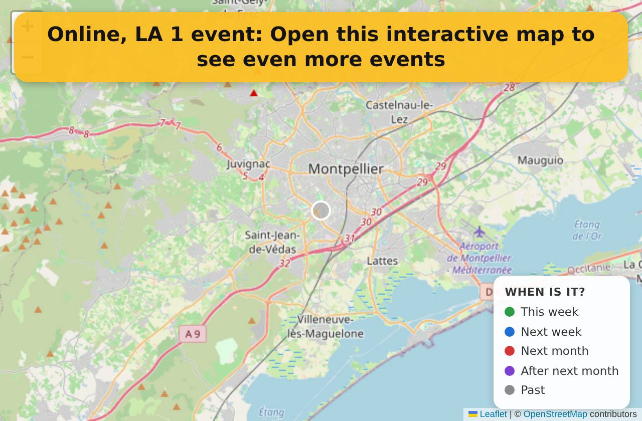 Map of events in Online, LA on the interactive EVENTULIST map