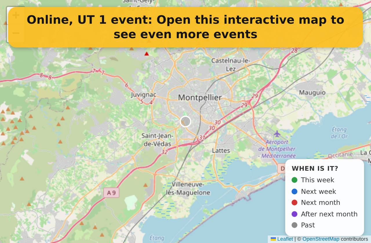 Map of events in Online, UT on the interactive EVENTULIST map