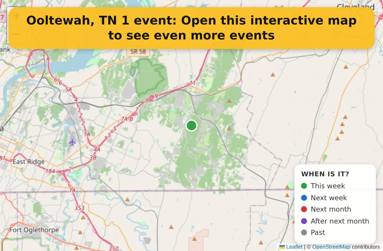 Map of events in Ooltewah, TN on the interactive EVENTULIST map
