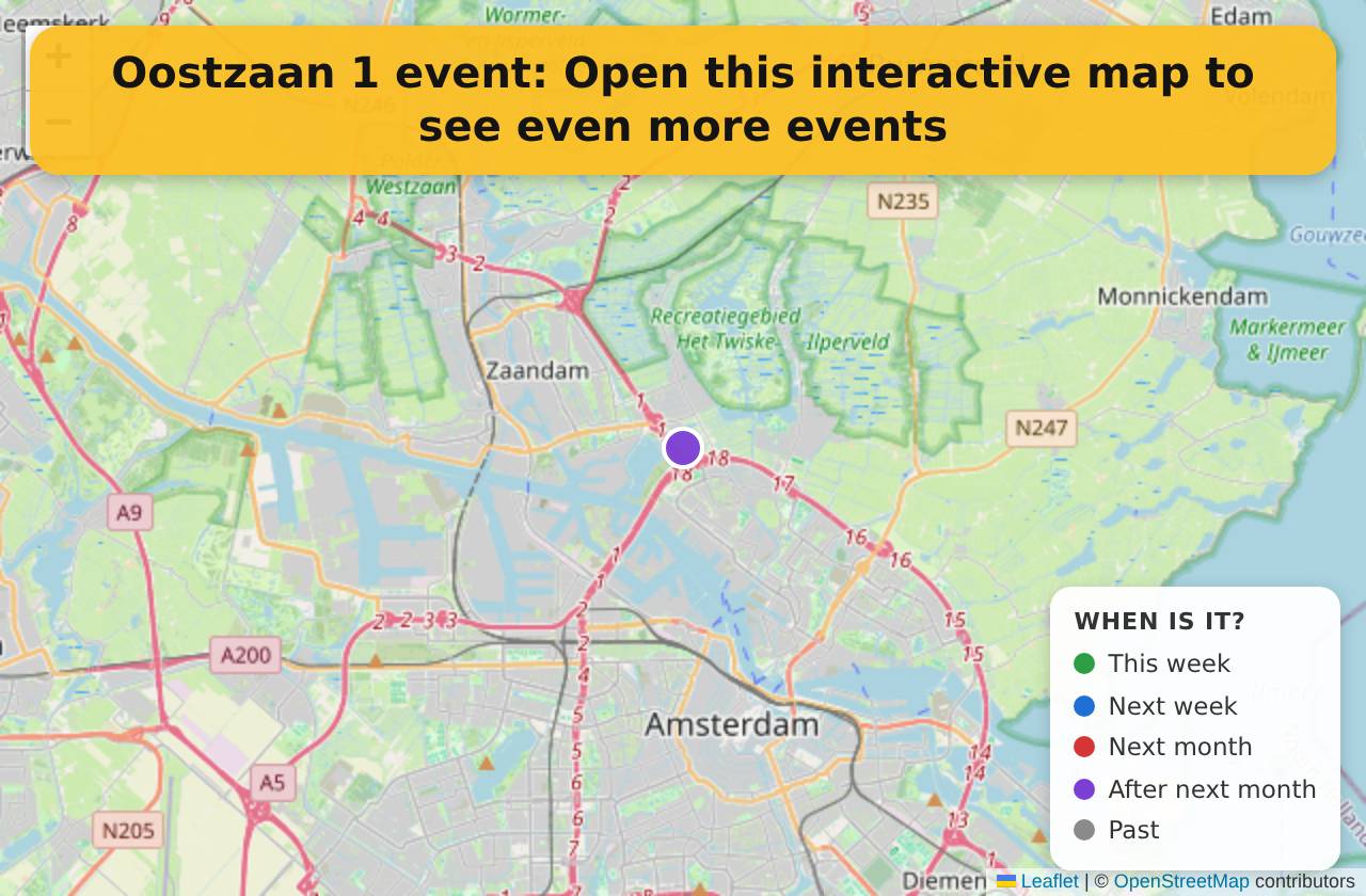 Map of events in Oostzaan on the interactive EVENTULIST map