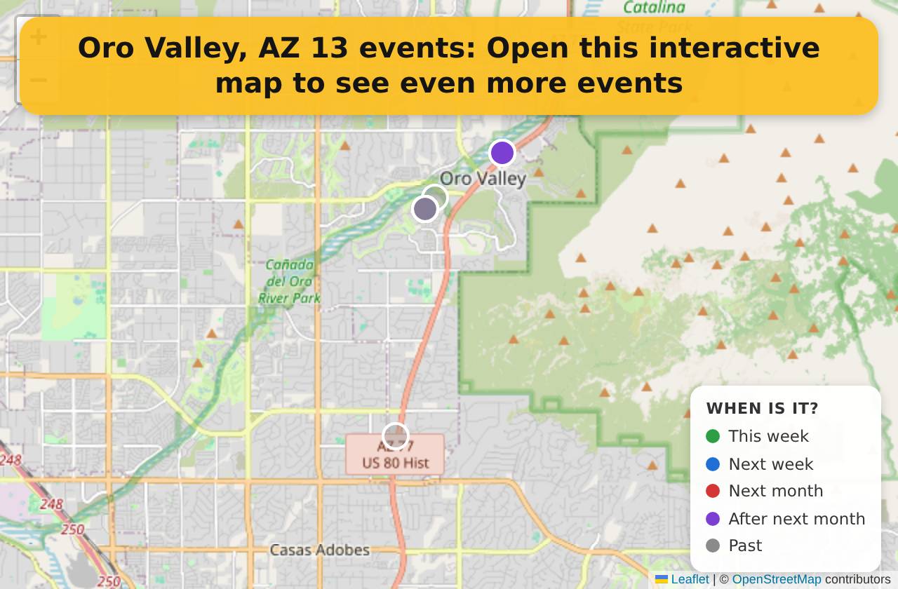 Map of events in Oro Valley, AZ on the interactive EVENTULIST map