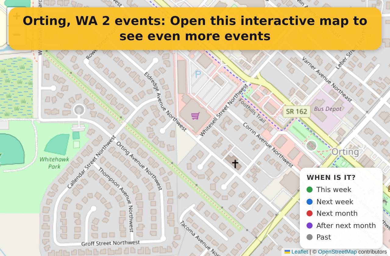 Map of events in Orting, WA on the interactive EVENTULIST map