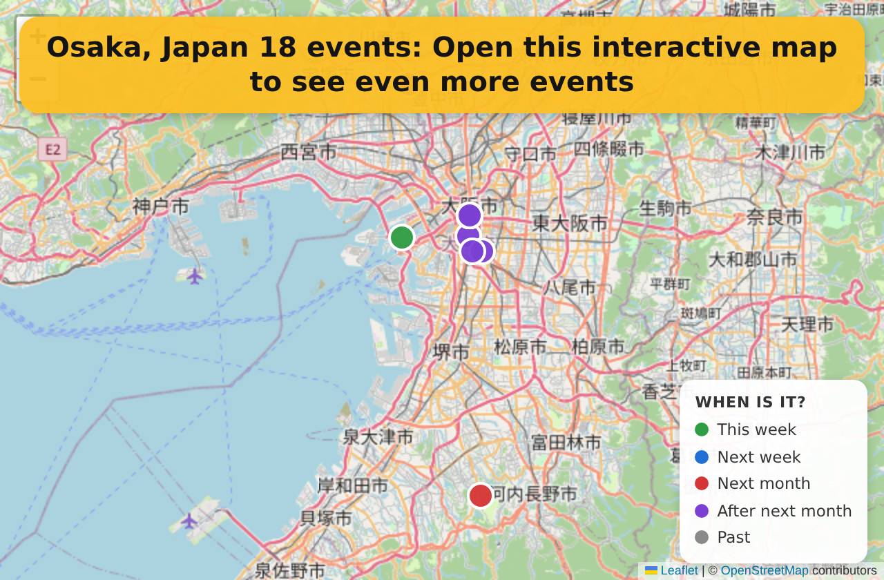 Map of events in Osaka, Japan on the interactive EVENTULIST map