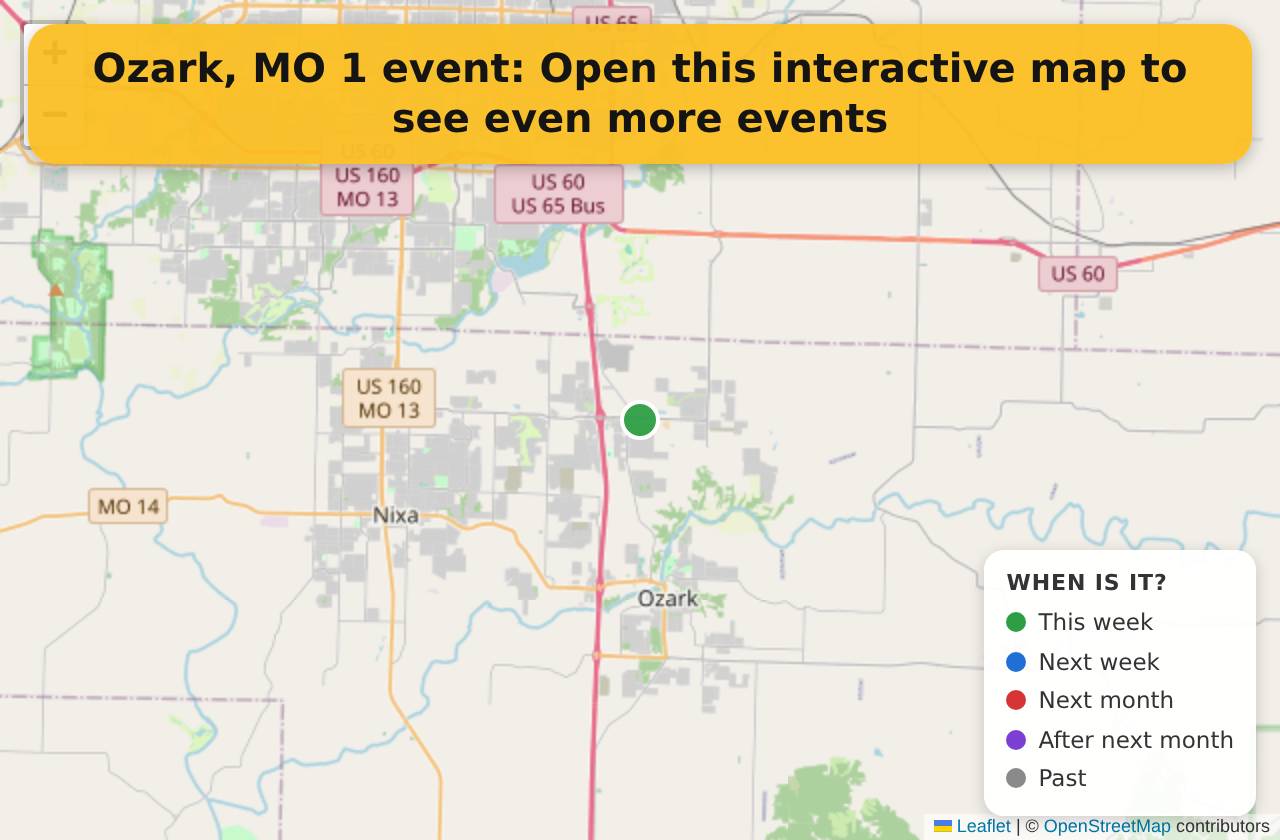 Map of events in Ozark, MO on the interactive EVENTULIST map