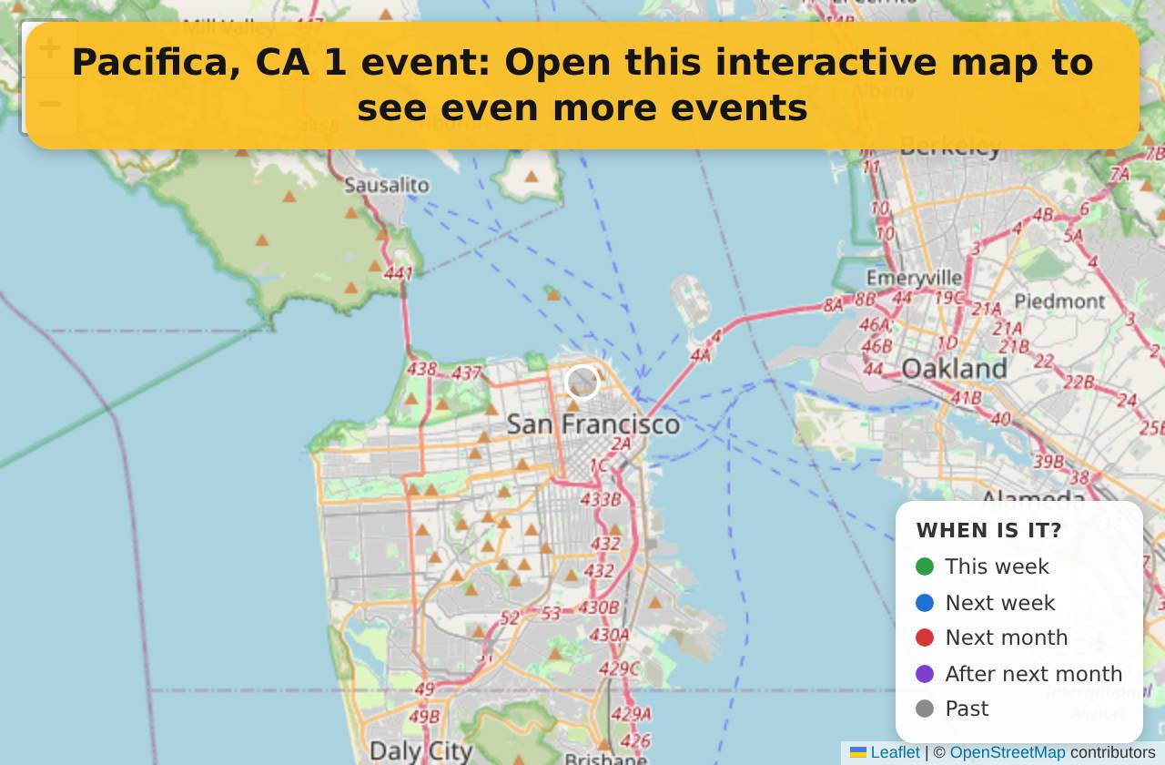 Map of events in Pacifica, CA on the interactive EVENTULIST map
