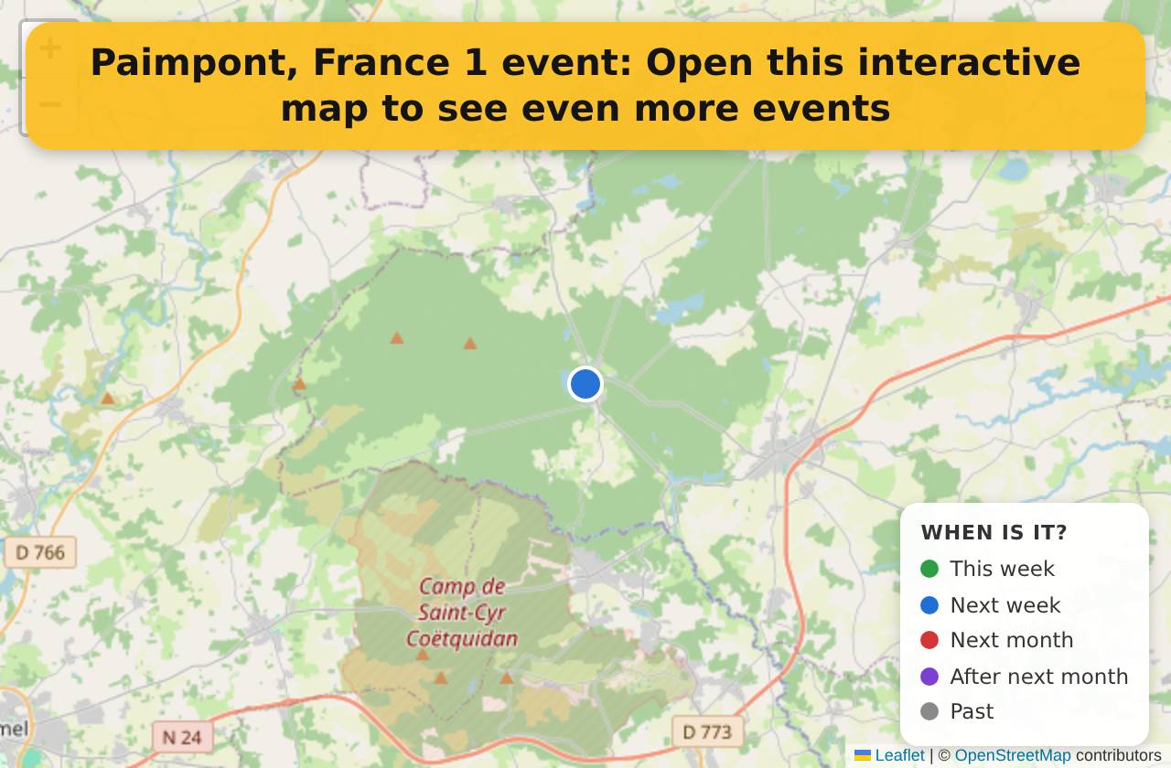 Map of events in Paimpont, France on the interactive EVENTULIST map