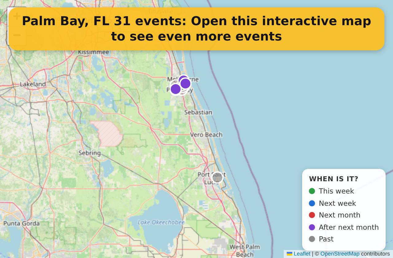 Map of events in Palm Bay, FL on the interactive EVENTULIST map