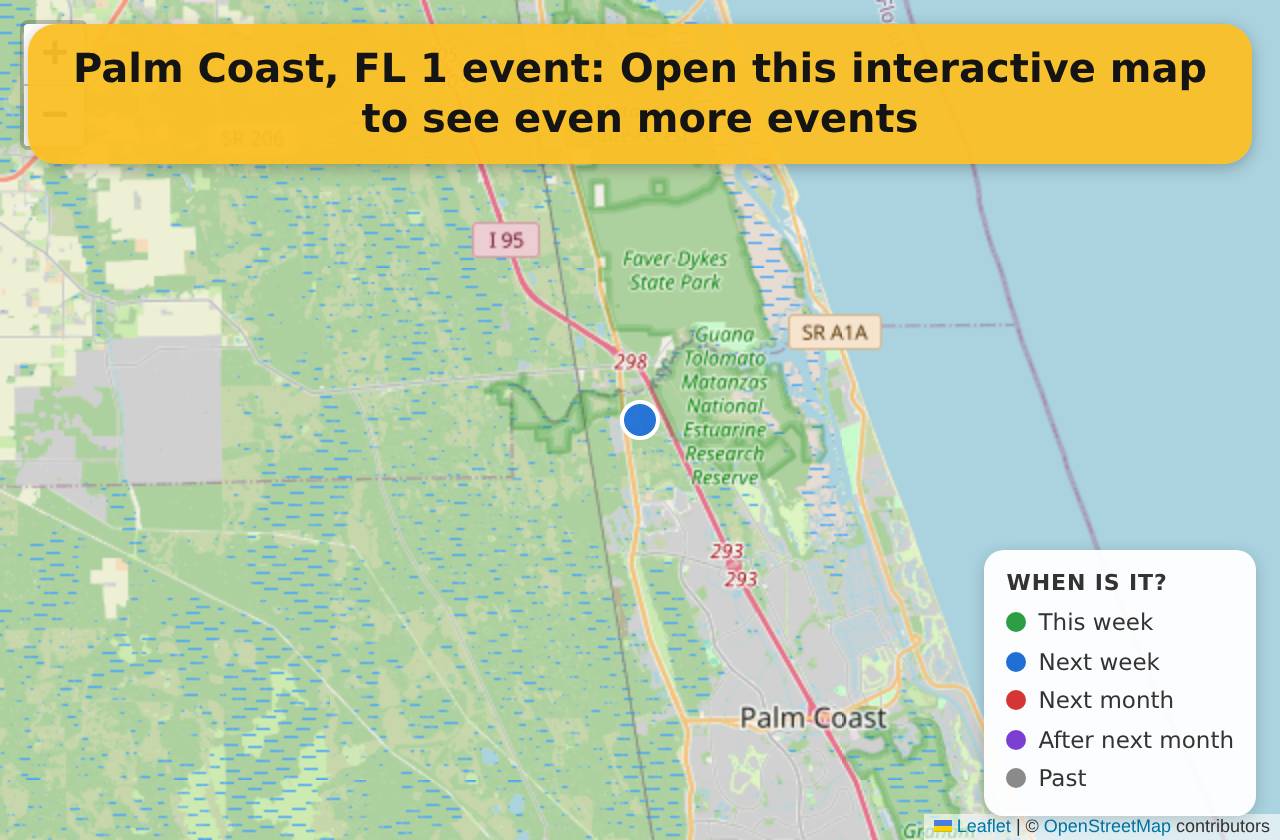 Map of events in Palm Coast, FL on the interactive EVENTULIST map