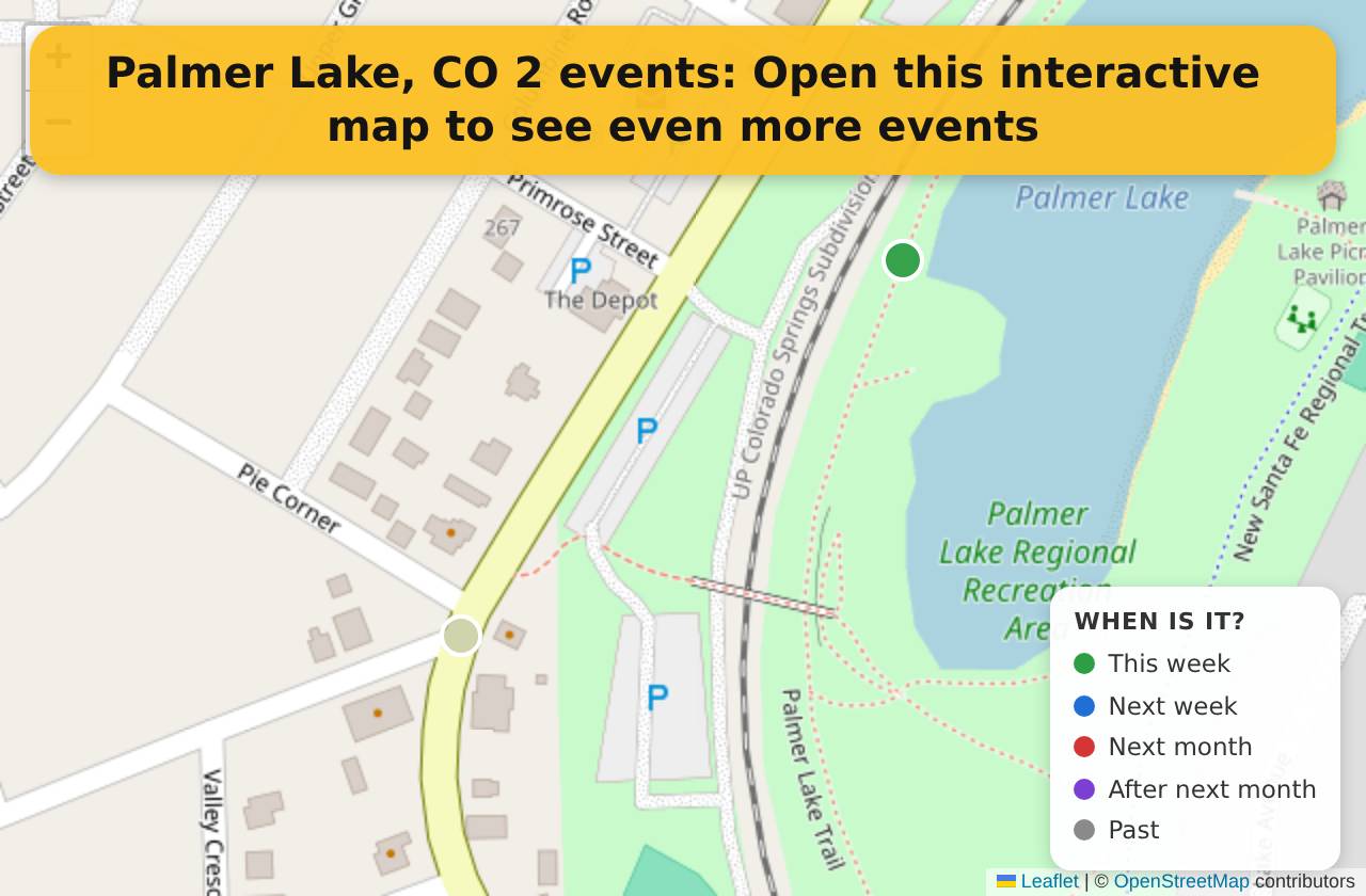 Map of events in Palmer Lake, CO on the interactive EVENTULIST map