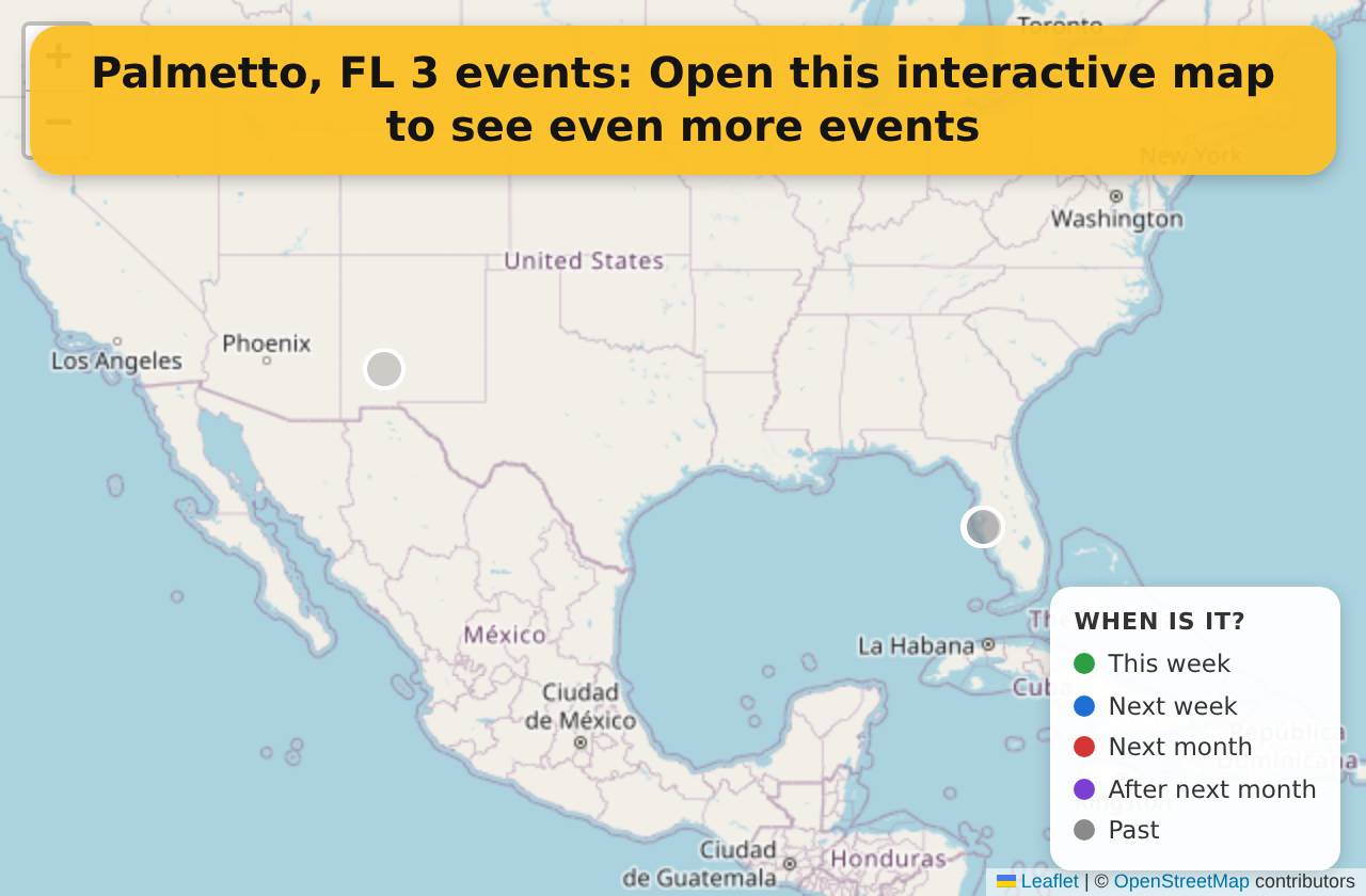 Map of events in Palmetto, FL on the interactive EVENTULIST map