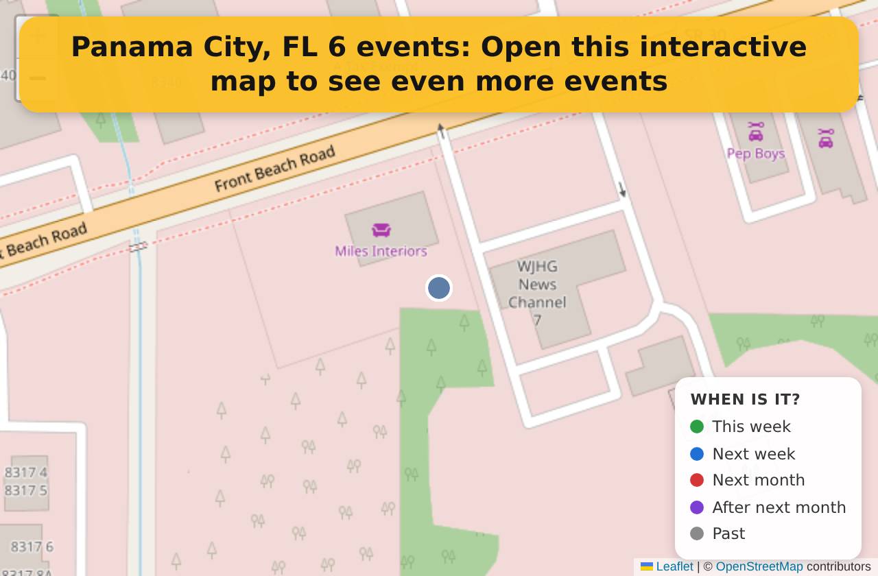 Map of events in Panama City, FL on the interactive EVENTULIST map