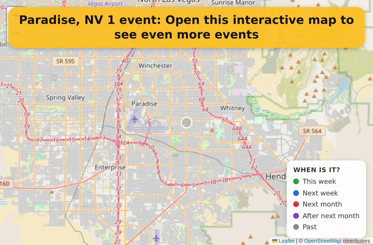 Map of events in Paradise, NV on the interactive EVENTULIST map