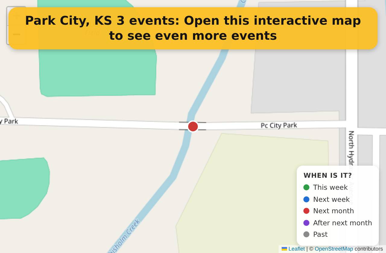 Map of events in Park City, KS on the interactive EVENTULIST map