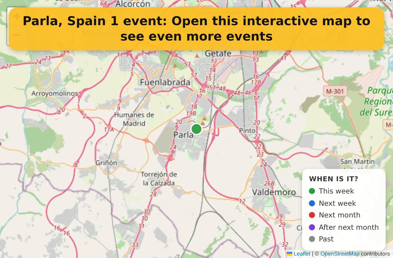 Map of events in Parla, Spain on the interactive EVENTULIST map