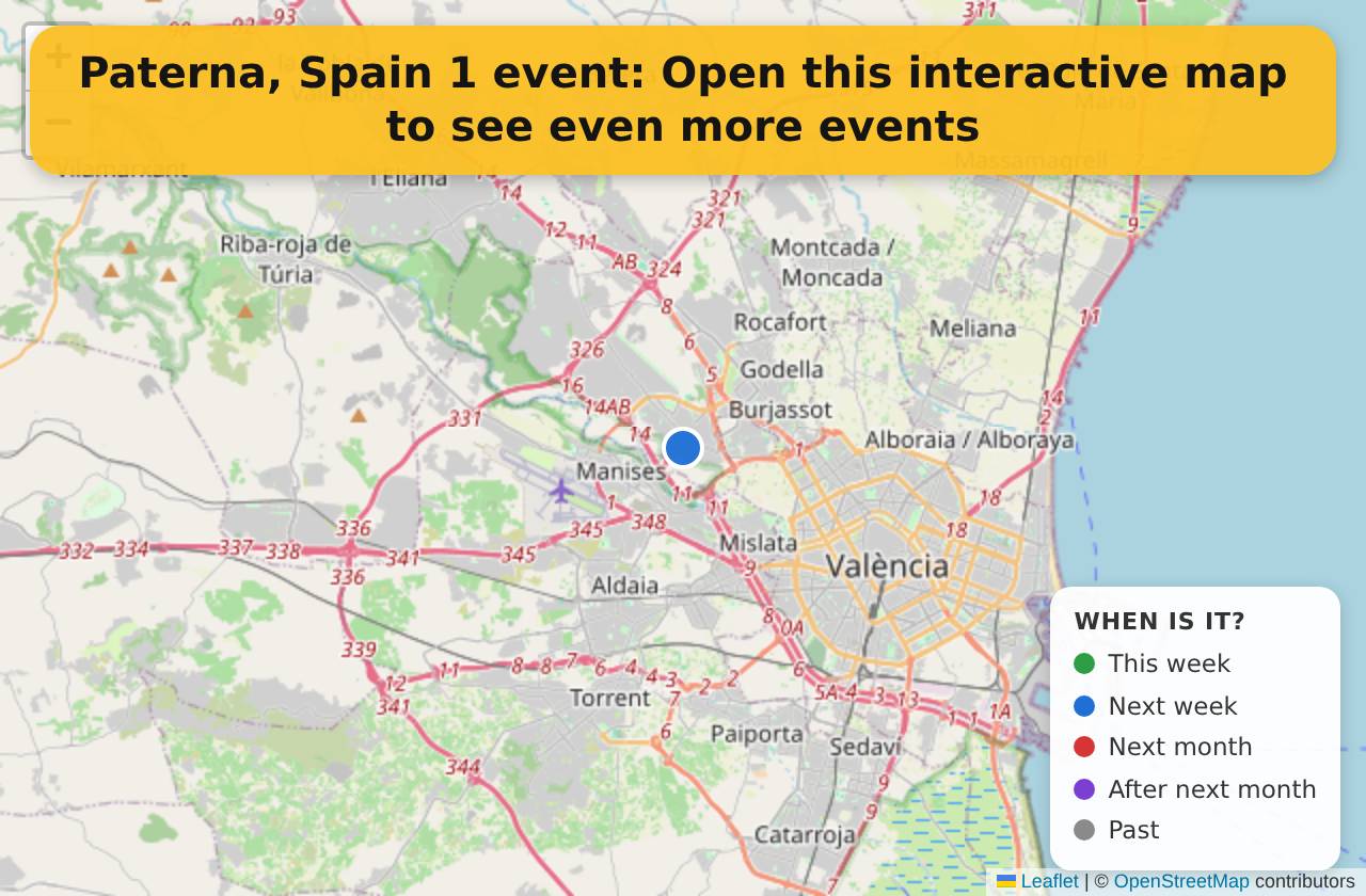 Map of events in Paterna, Spain on the interactive EVENTULIST map