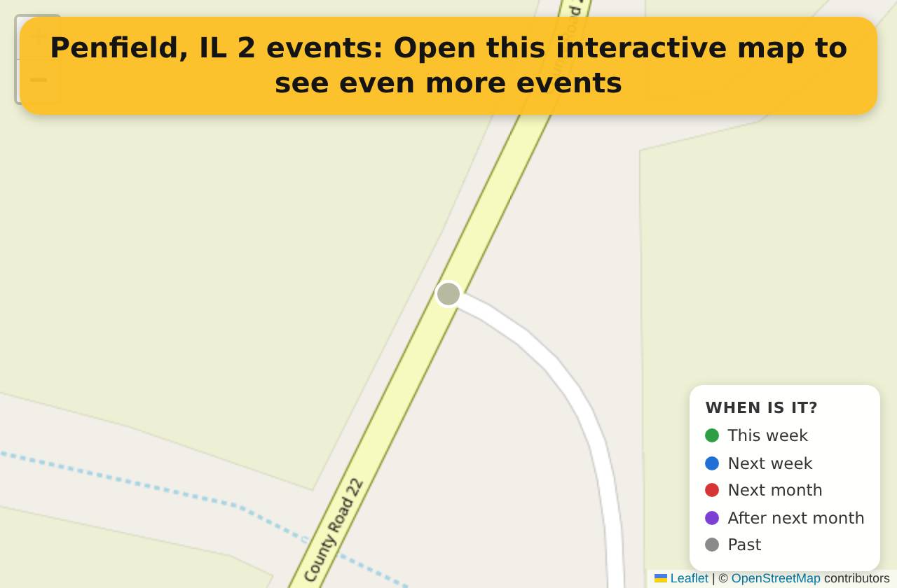 Map of events in Penfield, IL on the interactive EVENTULIST map