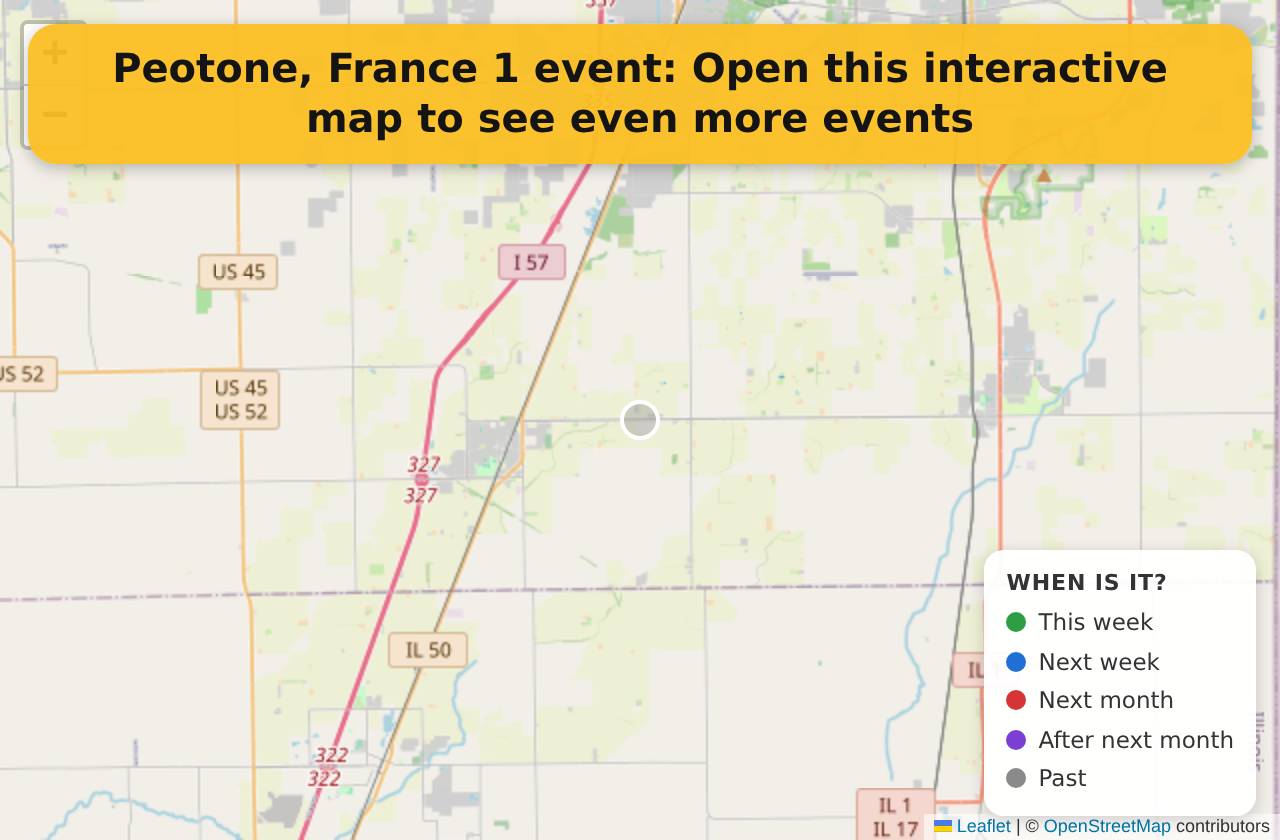Map of events in Peotone, France on the interactive EVENTULIST map