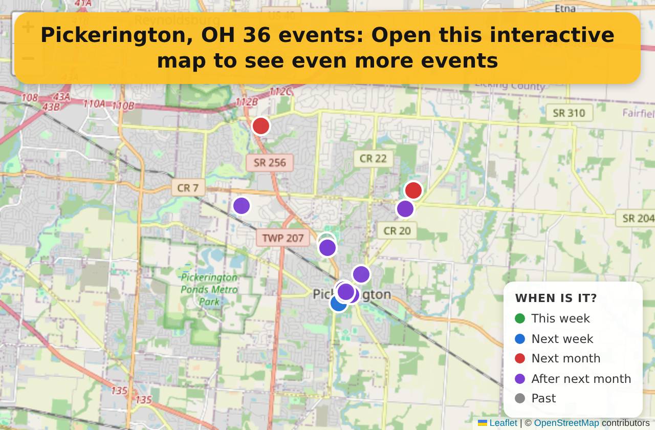 Map of events in Pickerington, OH on the interactive EVENTULIST map