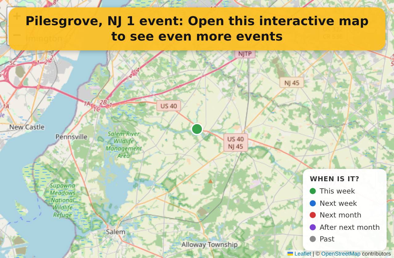 Map of events in Pilesgrove, NJ on the interactive EVENTULIST map