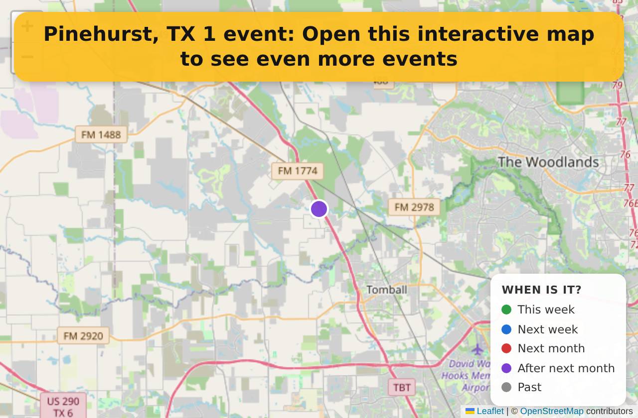 Map of events in Pinehurst, TX on the interactive EVENTULIST map