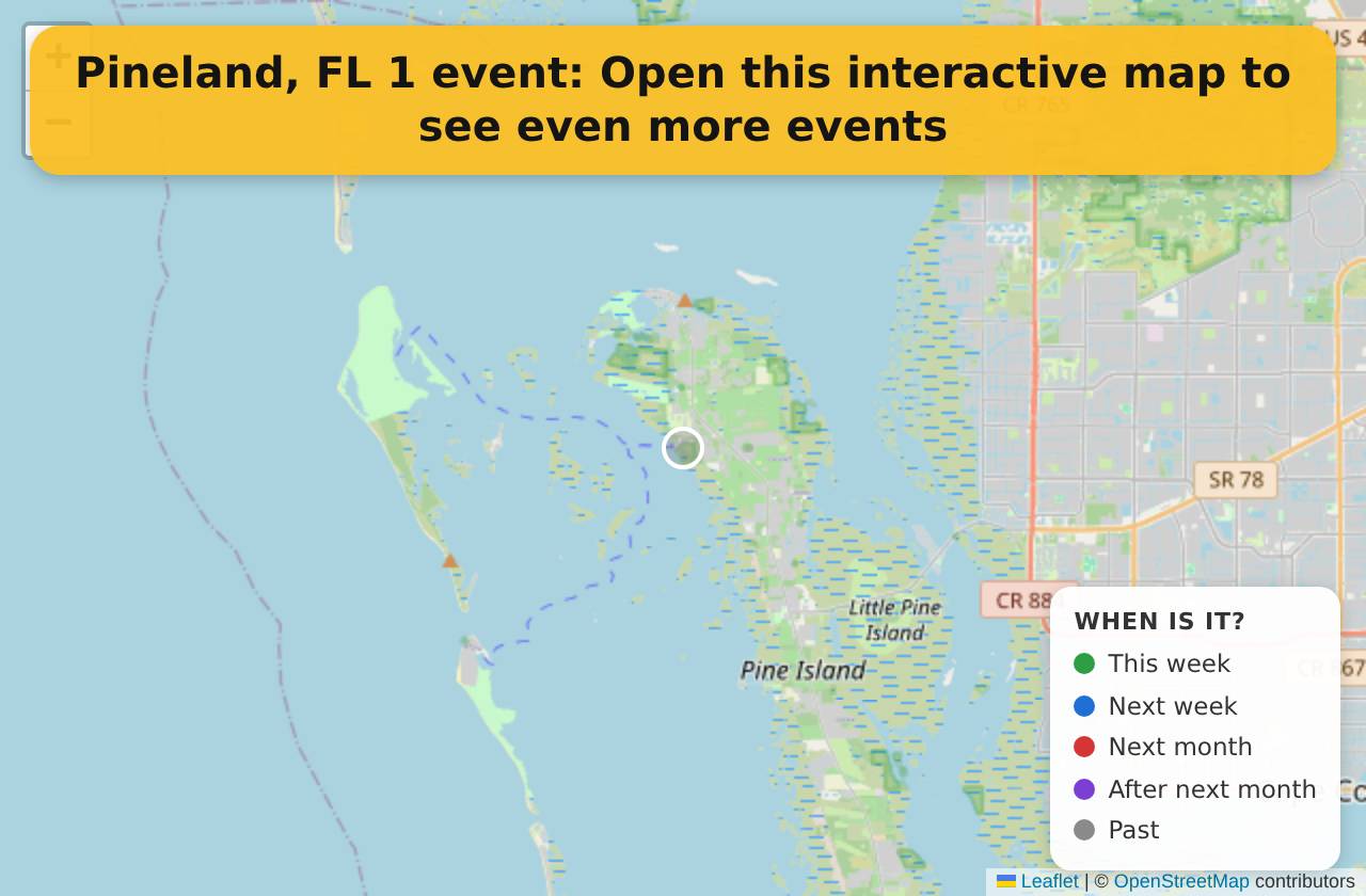 Map of events in Pineland, FL on the interactive EVENTULIST map