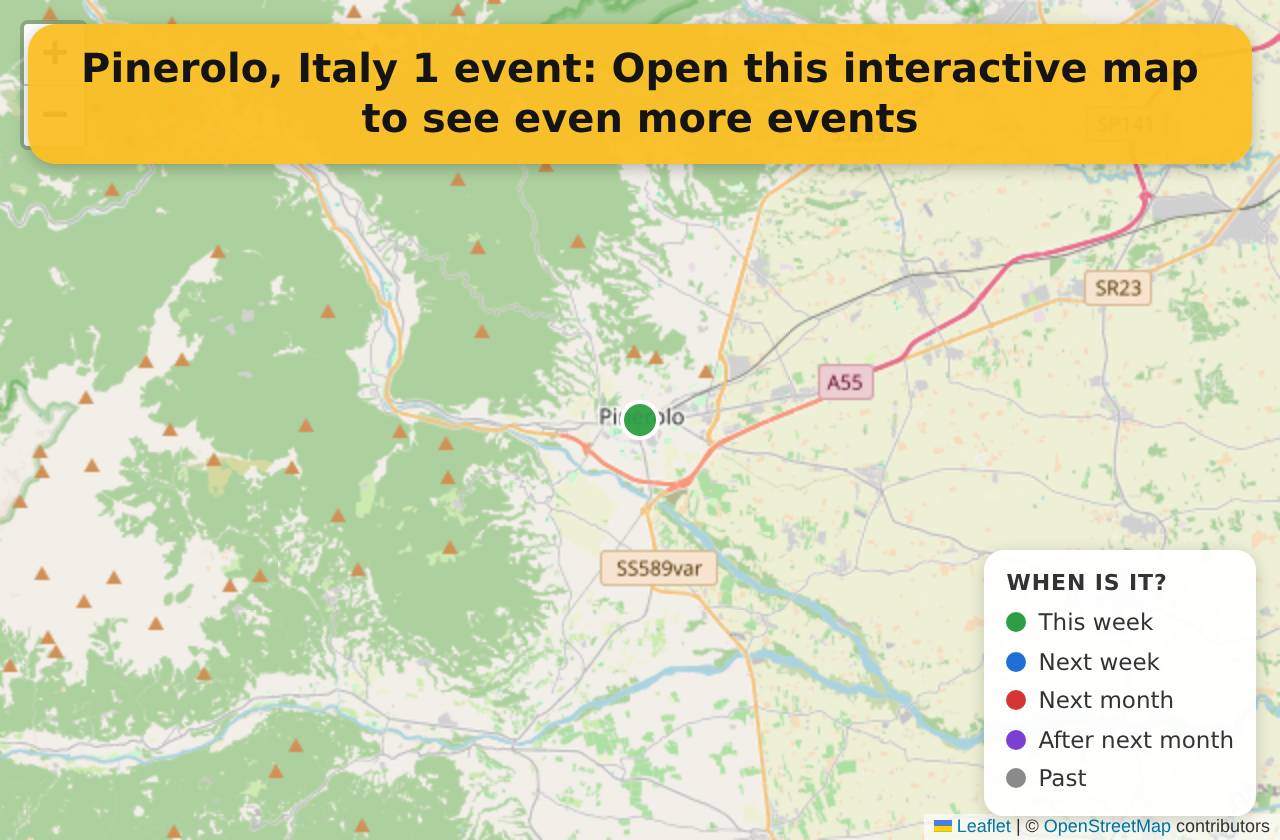 Map of events in Pinerolo, Italy on the interactive EVENTULIST map