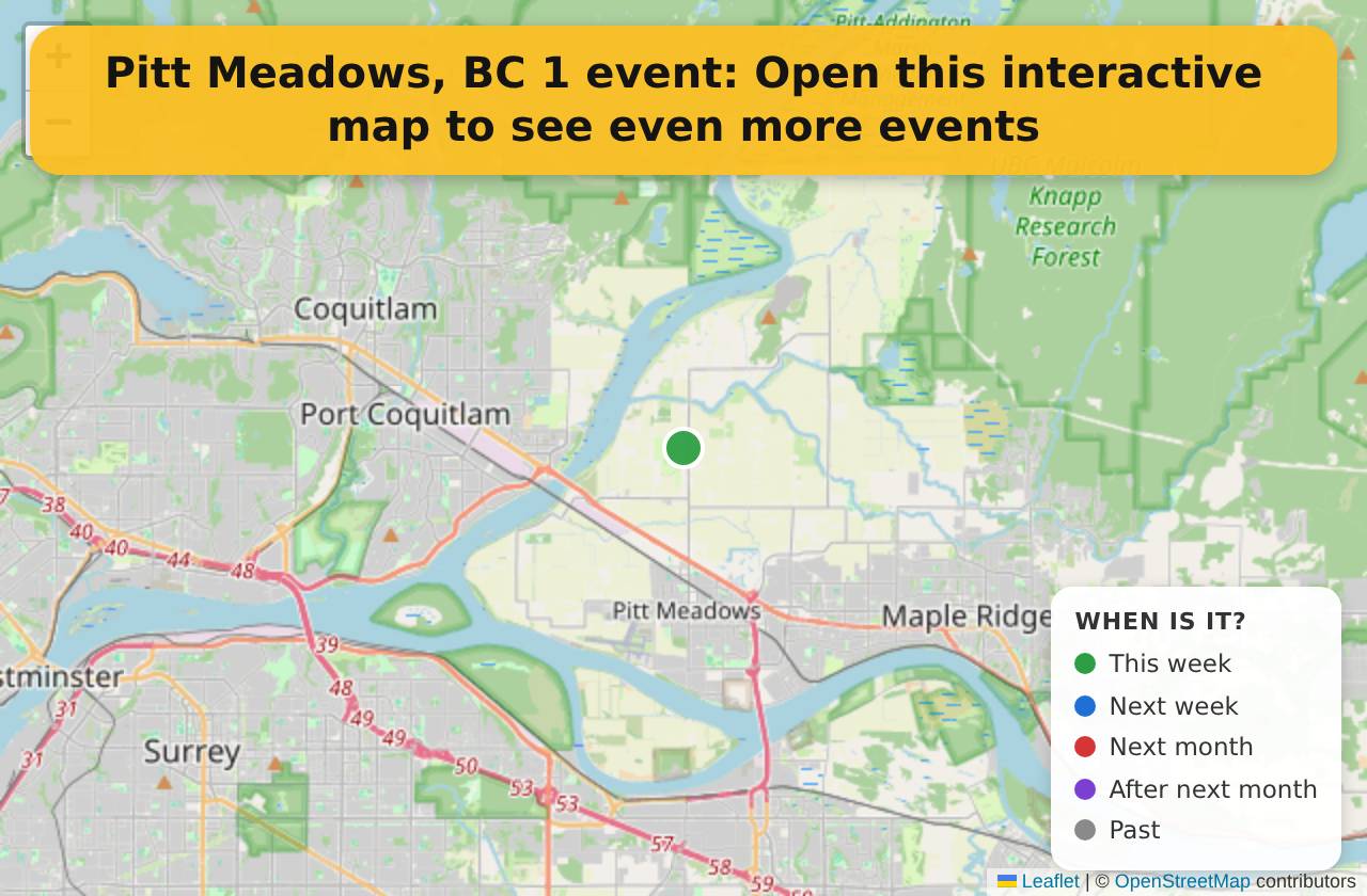 Map of events in Pitt Meadows, BC on the interactive EVENTULIST map