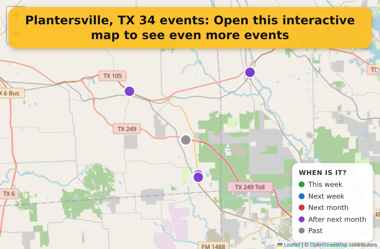 Map of events in Plantersville, TX on the interactive EVENTULIST map