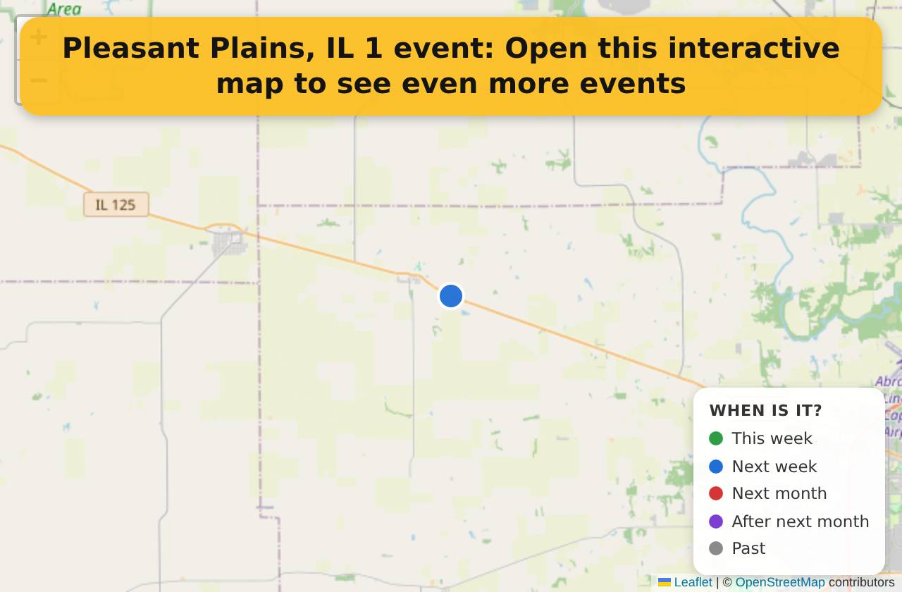 Map of events in Pleasant Plains, IL on the interactive EVENTULIST map