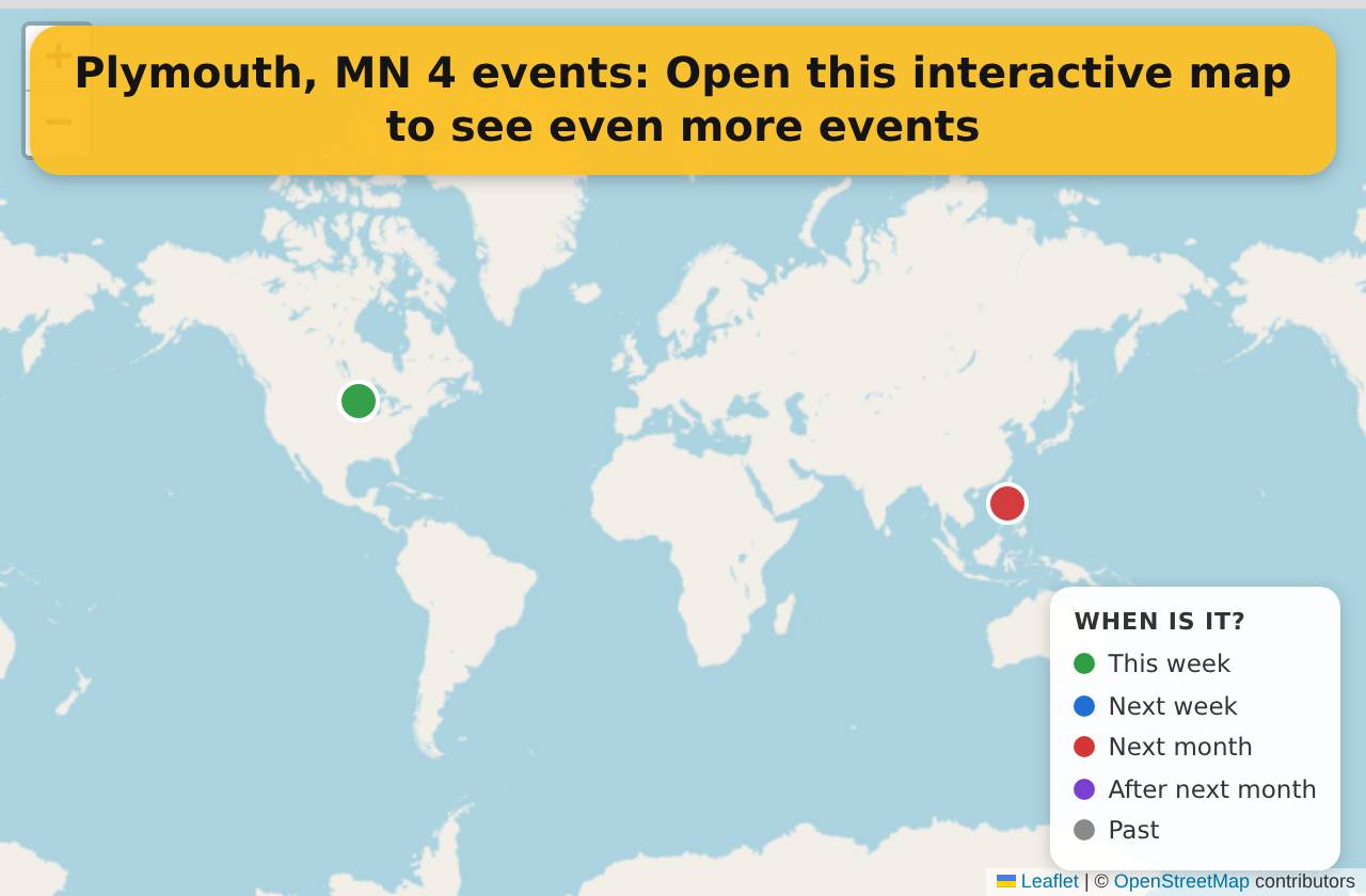 Map of events in Plymouth, MN on the interactive EVENTULIST map