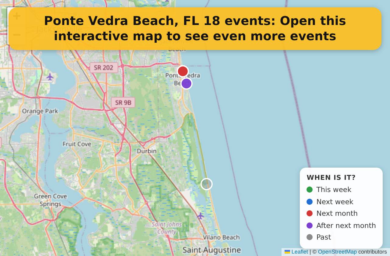 Map of events in Ponte Vedra Beach, FL on the interactive EVENTULIST map