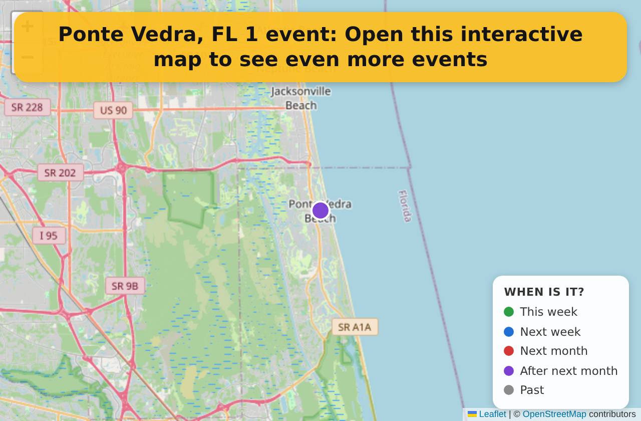 Map of events in Ponte Vedra, FL on the interactive EVENTULIST map