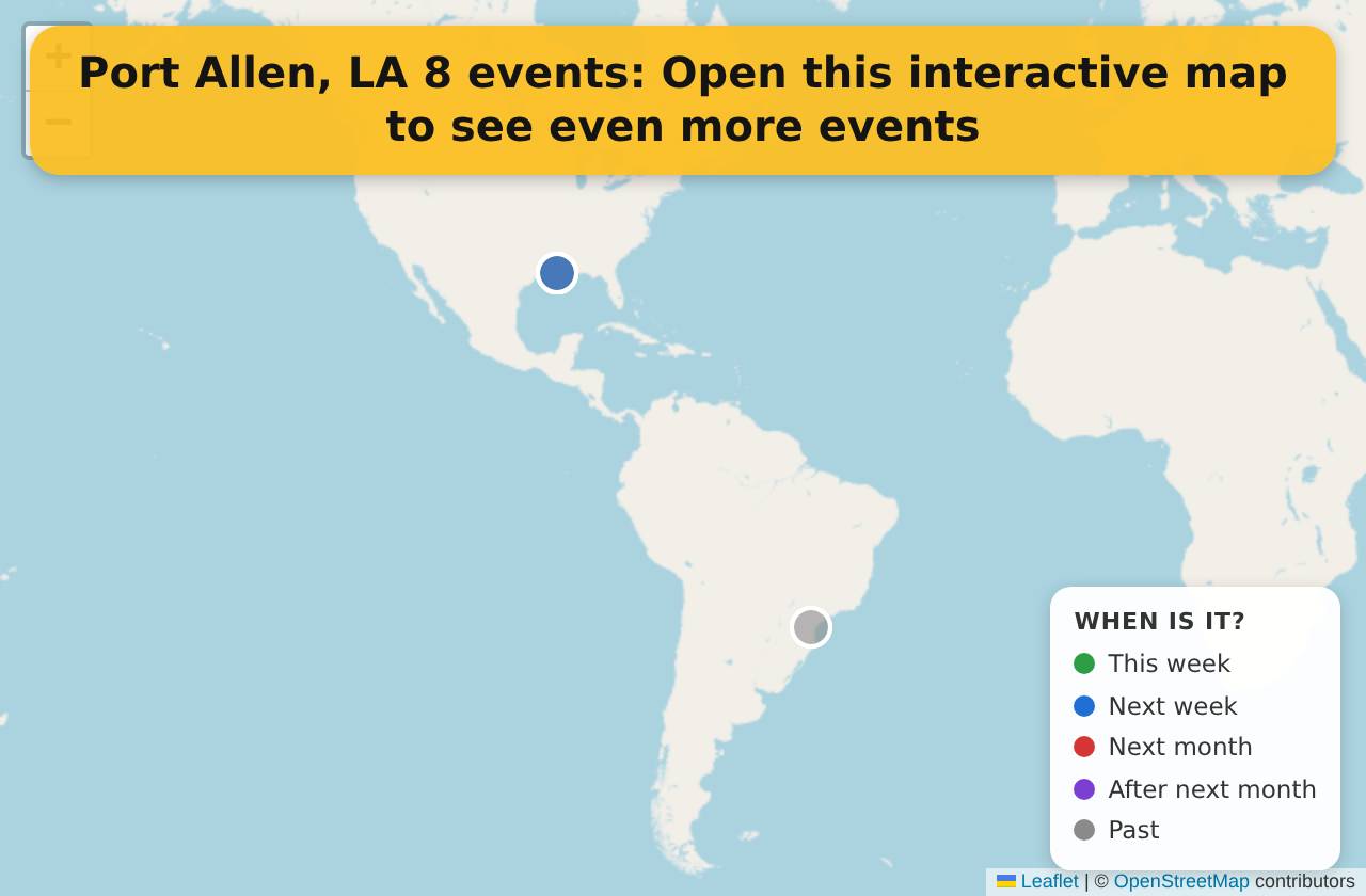 Map of events in Port Allen, LA on the interactive EVENTULIST map