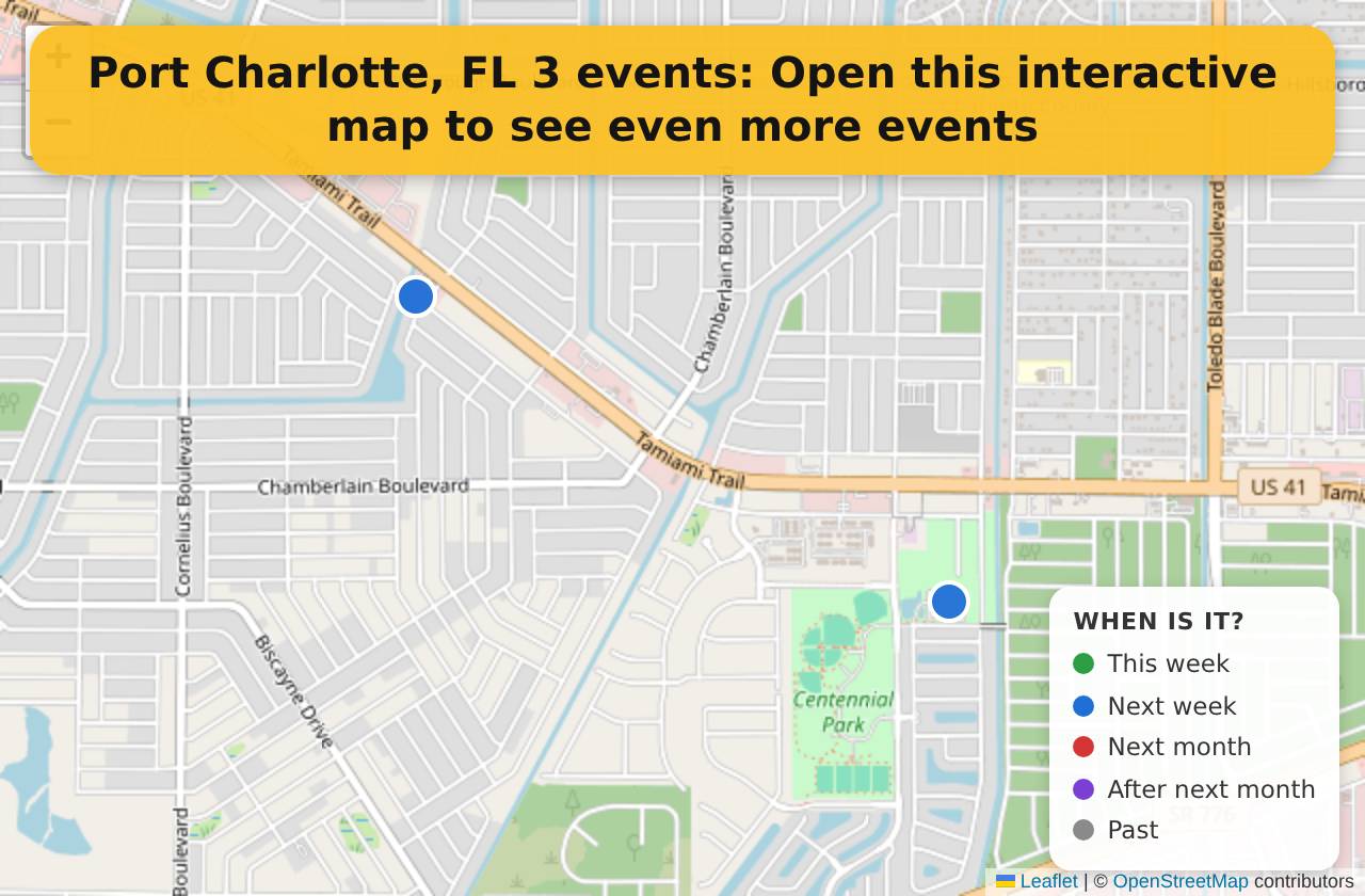 Map of events in Port Charlotte, FL on the interactive EVENTULIST map