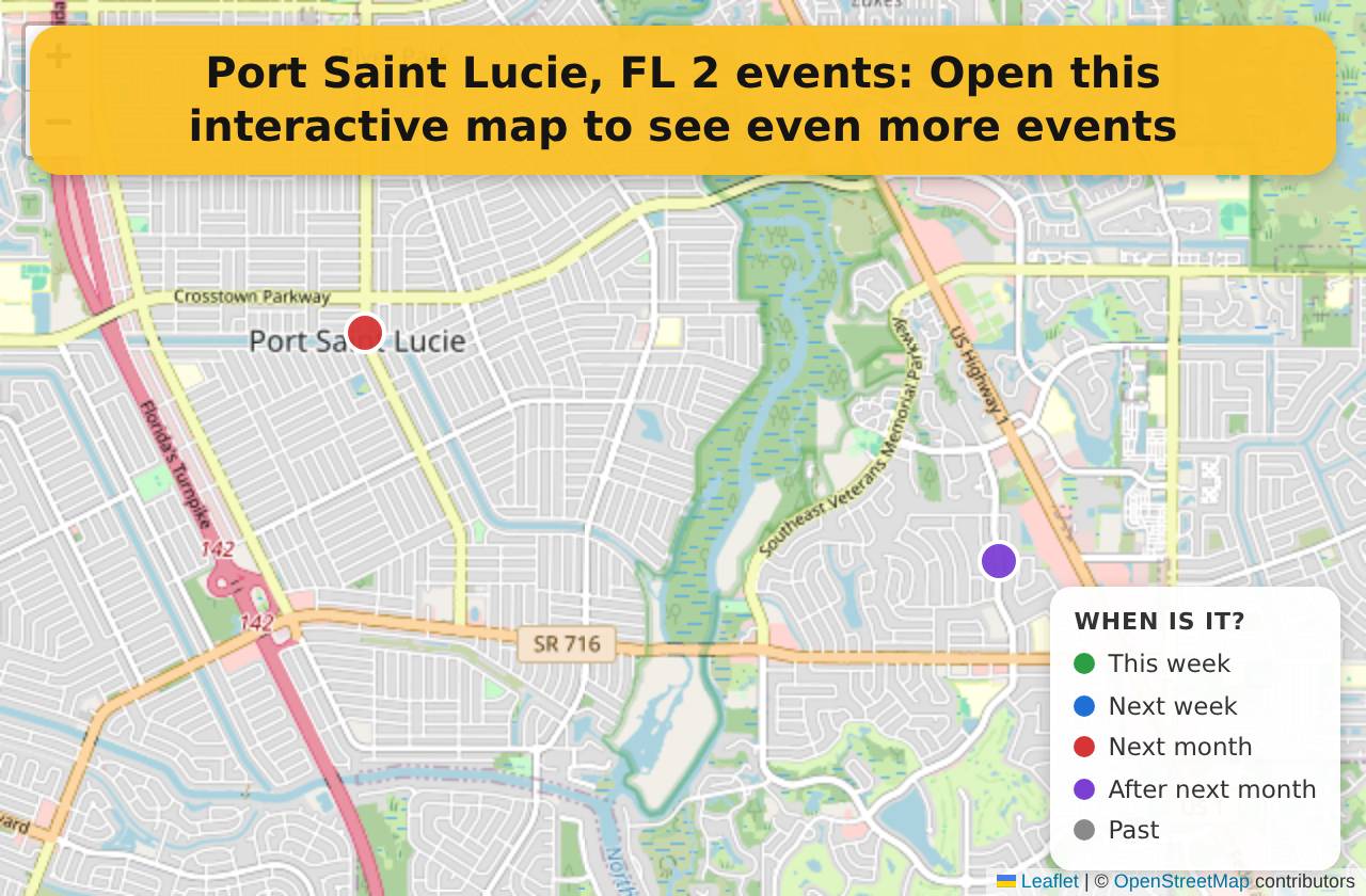 Map of events in Port Saint Lucie, FL on the interactive EVENTULIST map