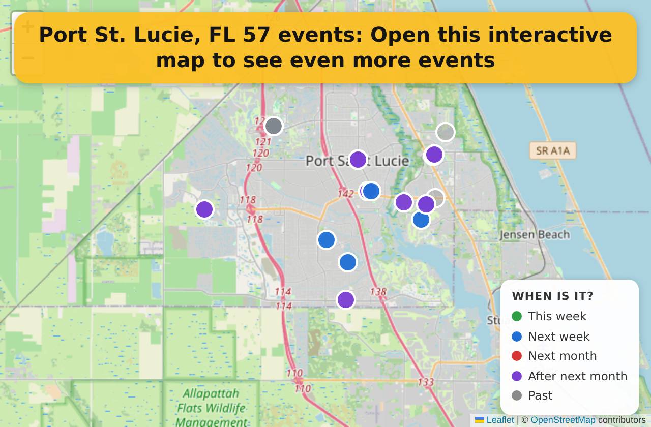 Map of events in Port St. Lucie, FL on the interactive EVENTULIST map