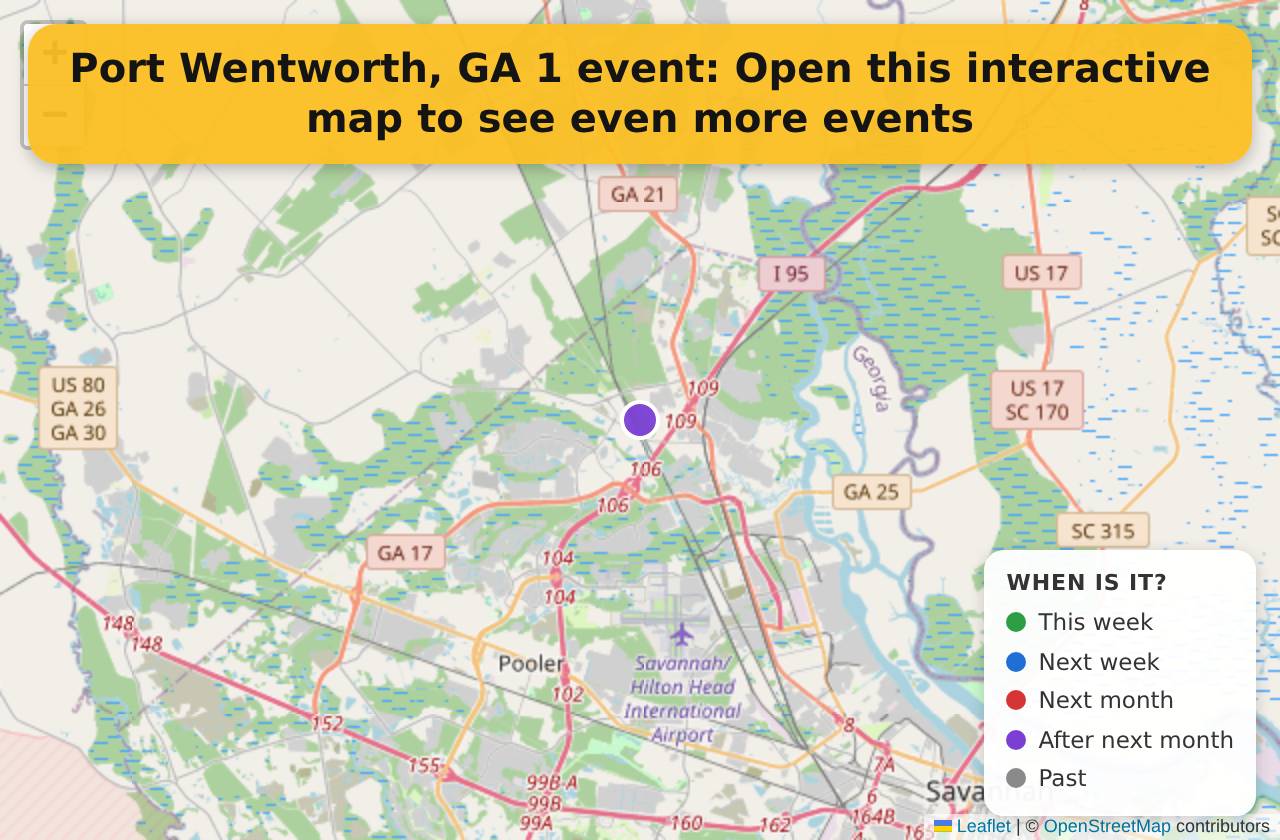 Map of events in Port Wentworth, GA on the interactive EVENTULIST map