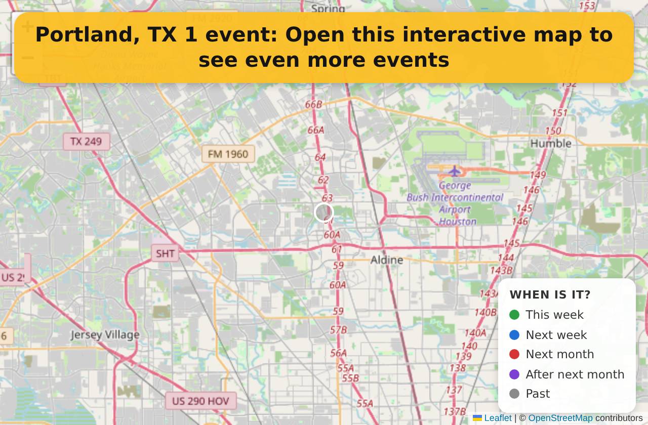 Map of events in Portland, TX on the interactive EVENTULIST map