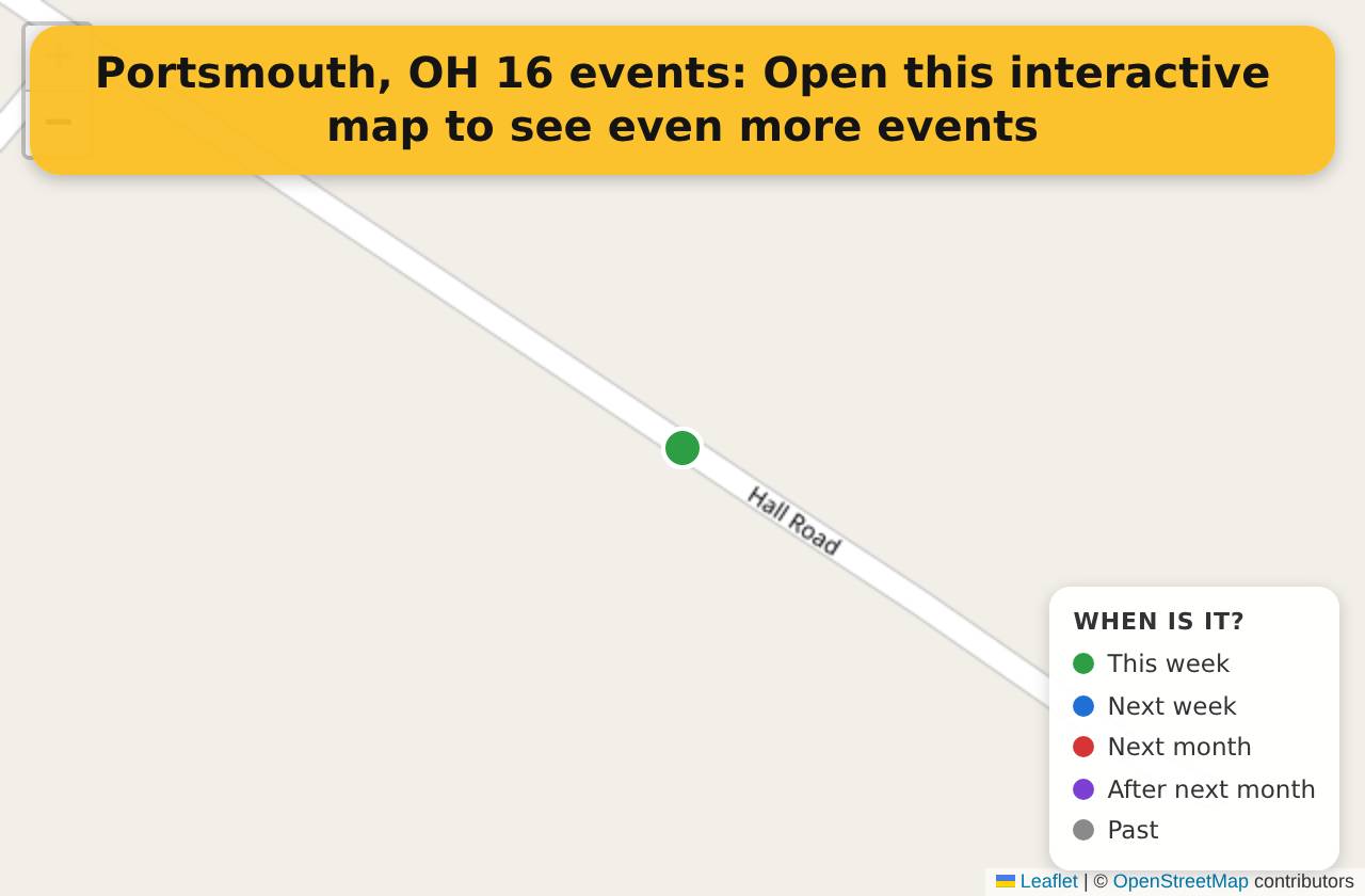Map of events in Portsmouth, OH on the interactive EVENTULIST map