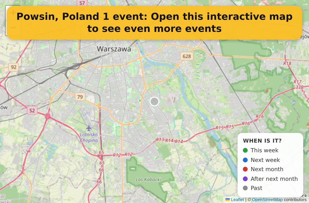 Map of events in Powsin, Poland on the interactive EVENTULIST map
