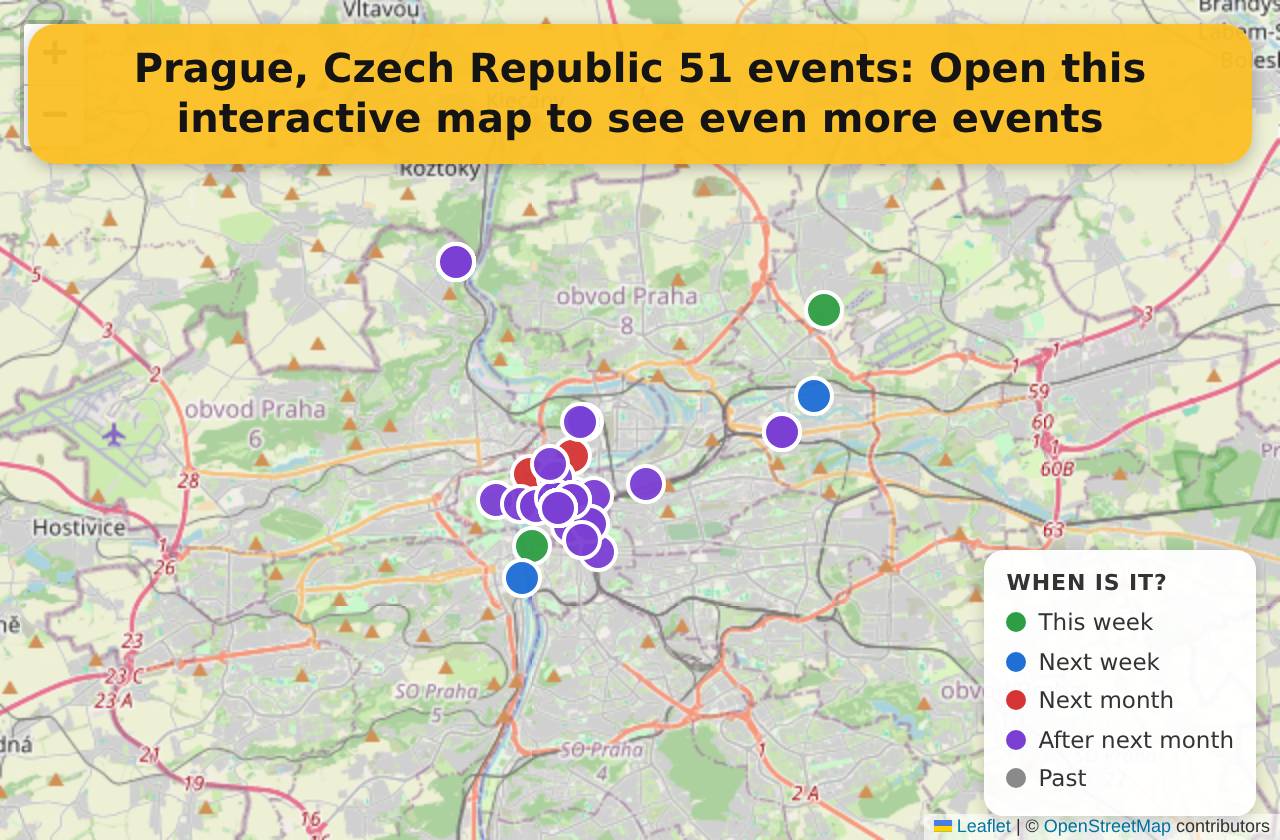 Map of events in Prague, Czech Republic on the interactive EVENTULIST map