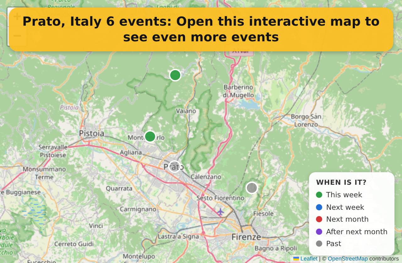 Map of events in Prato, Italy on the interactive EVENTULIST map