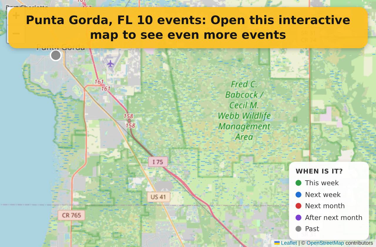 Map of events in Punta Gorda, FL on the interactive EVENTULIST map
