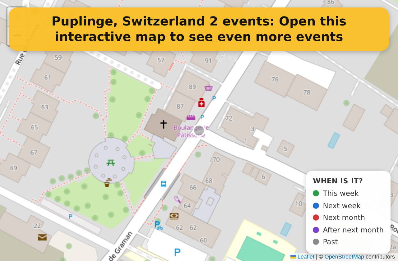 Map of events in Puplinge, Switzerland on the interactive EVENTULIST map